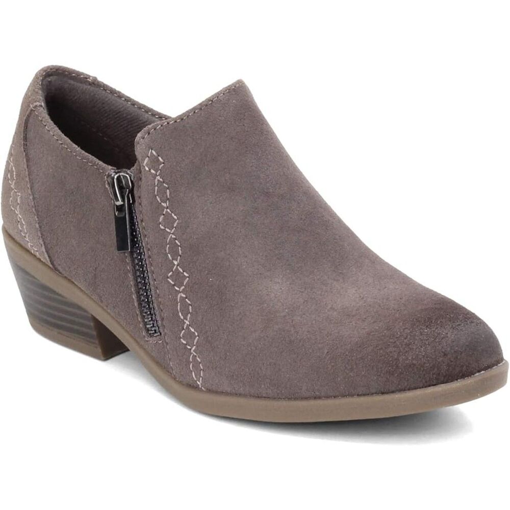 Earth Origins Women Collette Caitlyn Grey Brick Low Ankle Block Heel Zip Bootie